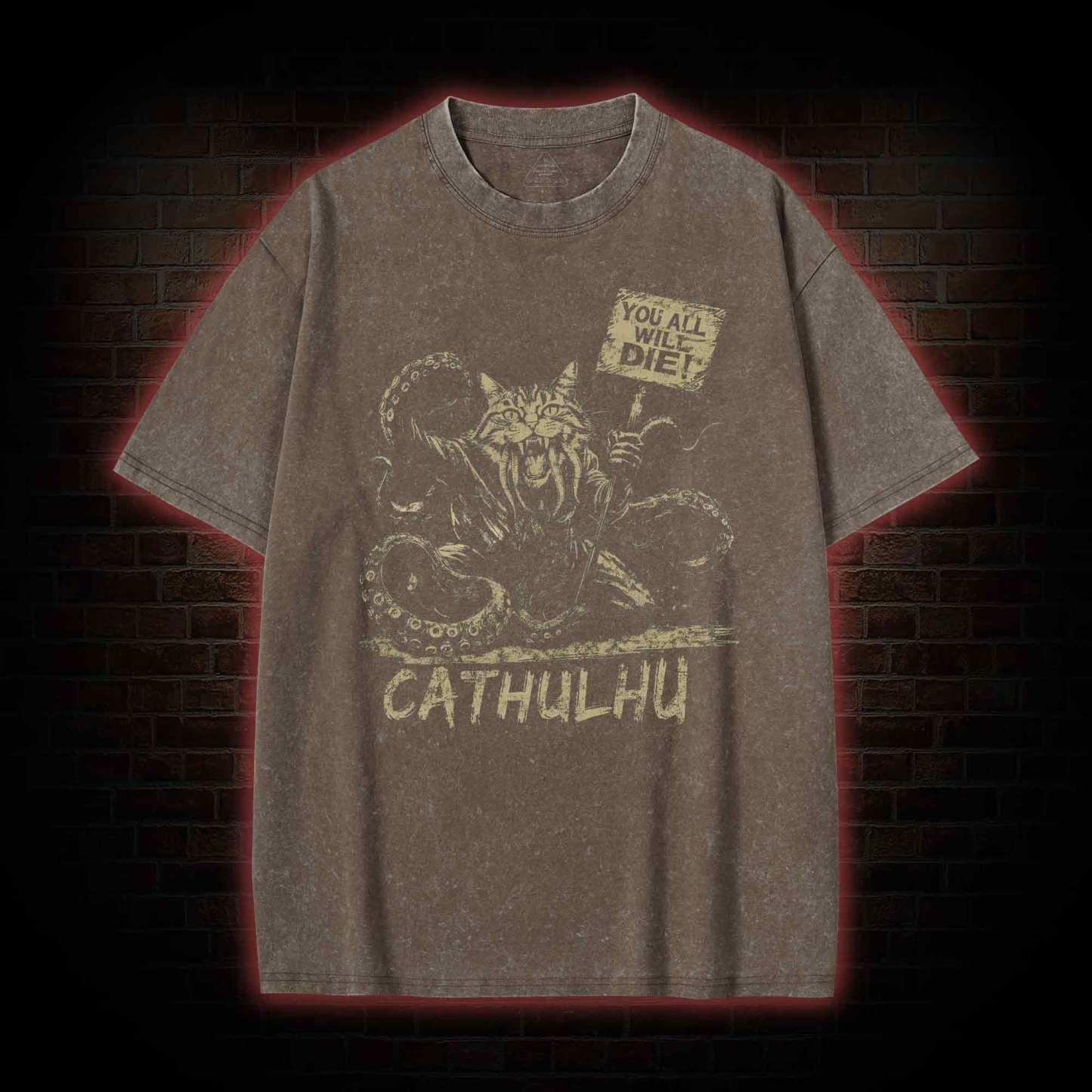 Cathulhu Retro Washed T-shirt