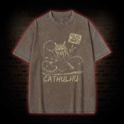 Cathulhu Retro Washed T-shirt