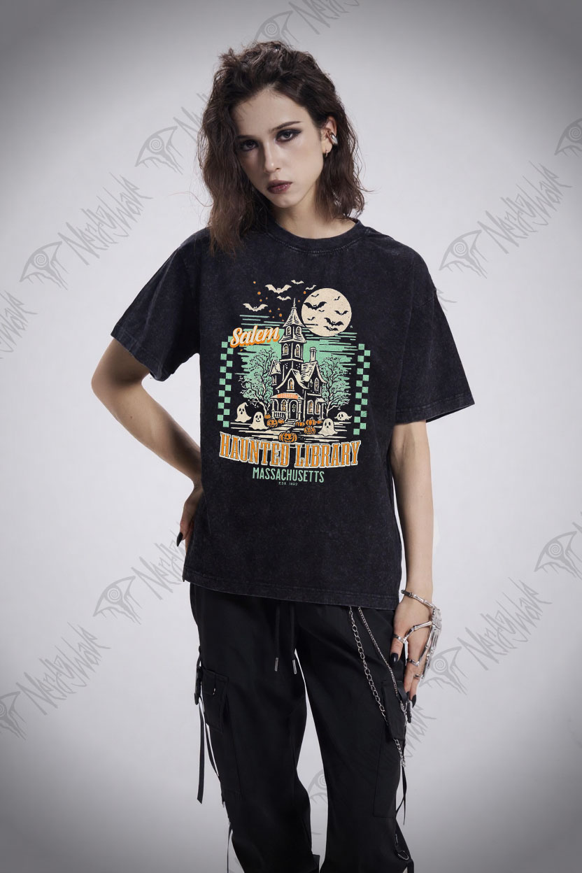 Haunted Library Washed T-shirt