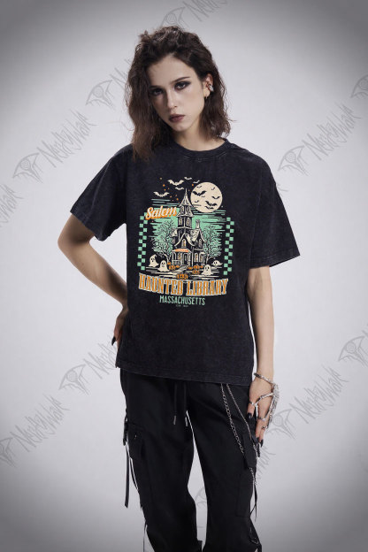 Haunted Library Washed T-shirt
