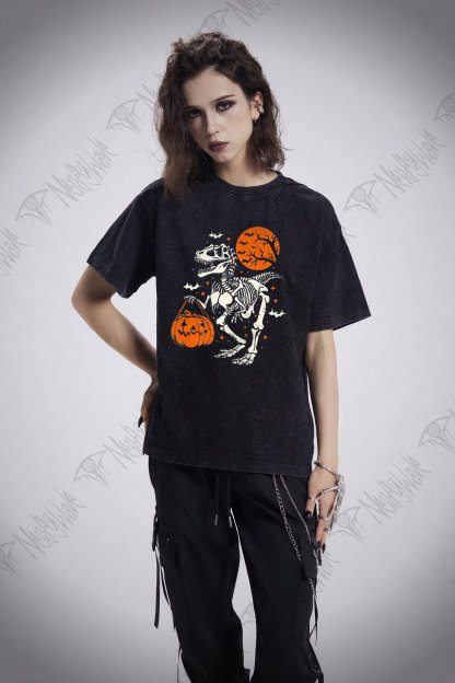 Dinosaur Halloween Washed T-shirt