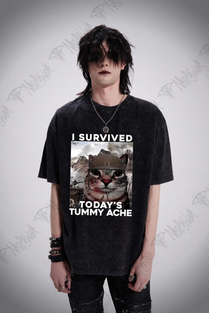 I Survived Today's Tummy Ache Washed T-shirt
