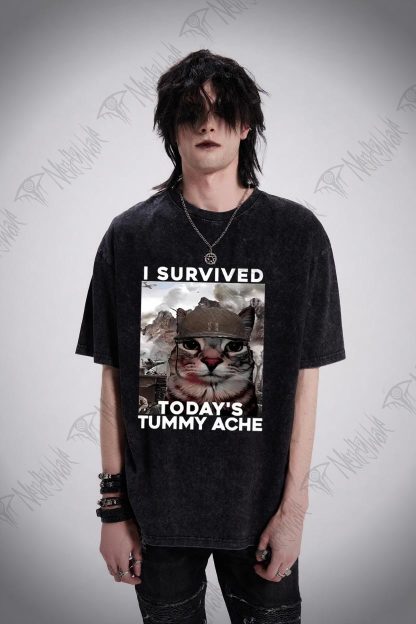 I Survived Today's Tummy Ache Washed T-shirt