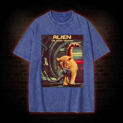 Alien Cat Washed T-shirt