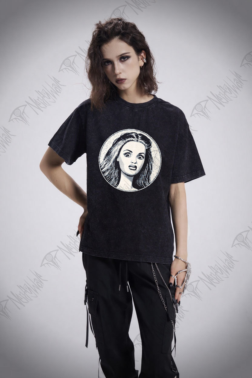 Disgusted Doll Face Washed T-shirt