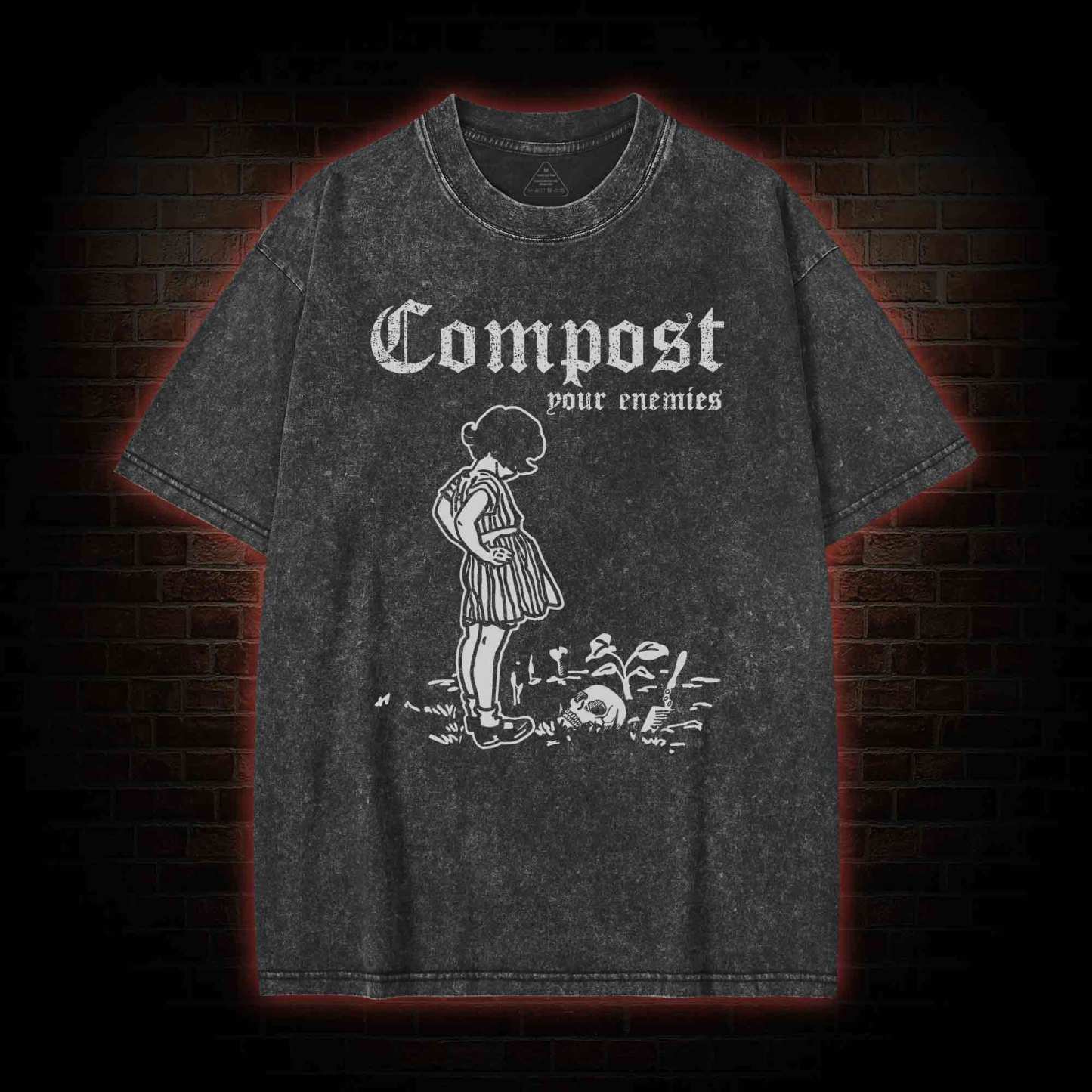Compost Your Enemies Washed T-shirt with Dark Style