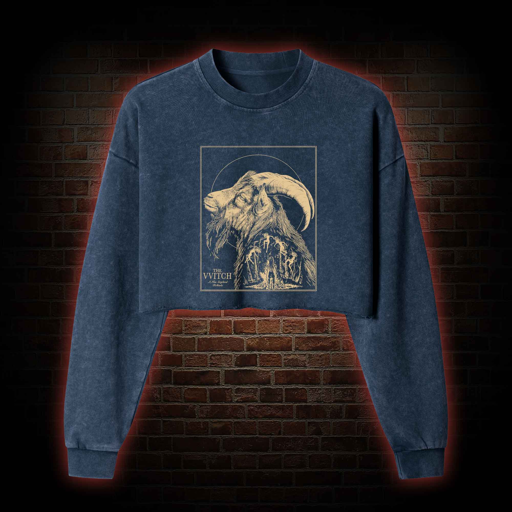 The Witch Inspired Black Phillip Washed Cropped Sweatshirts
