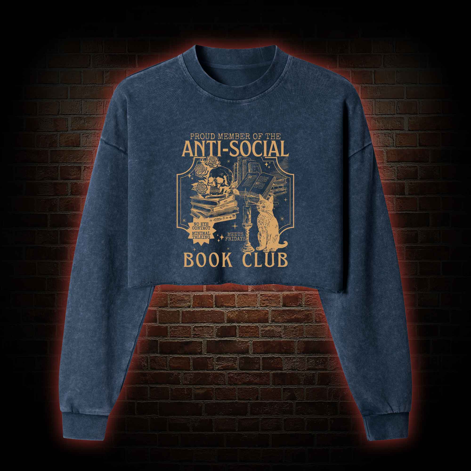 Anti-Social Book Club Washed Cropped Sweatshirts