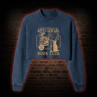 Anti-Social Book Club Washed Cropped Sweatshirts
