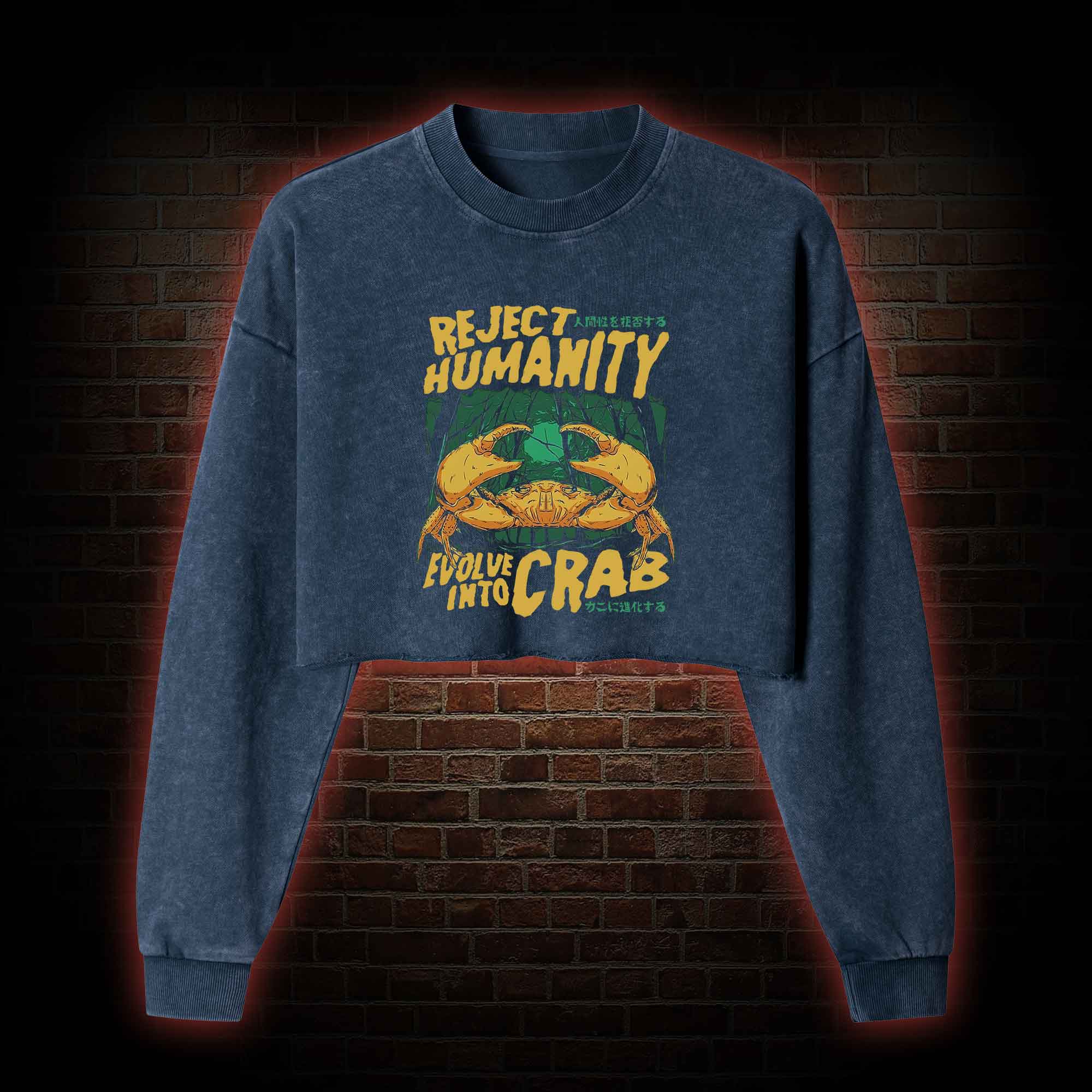 Reject Humanity Crab Washed Cropped Sweatshirts