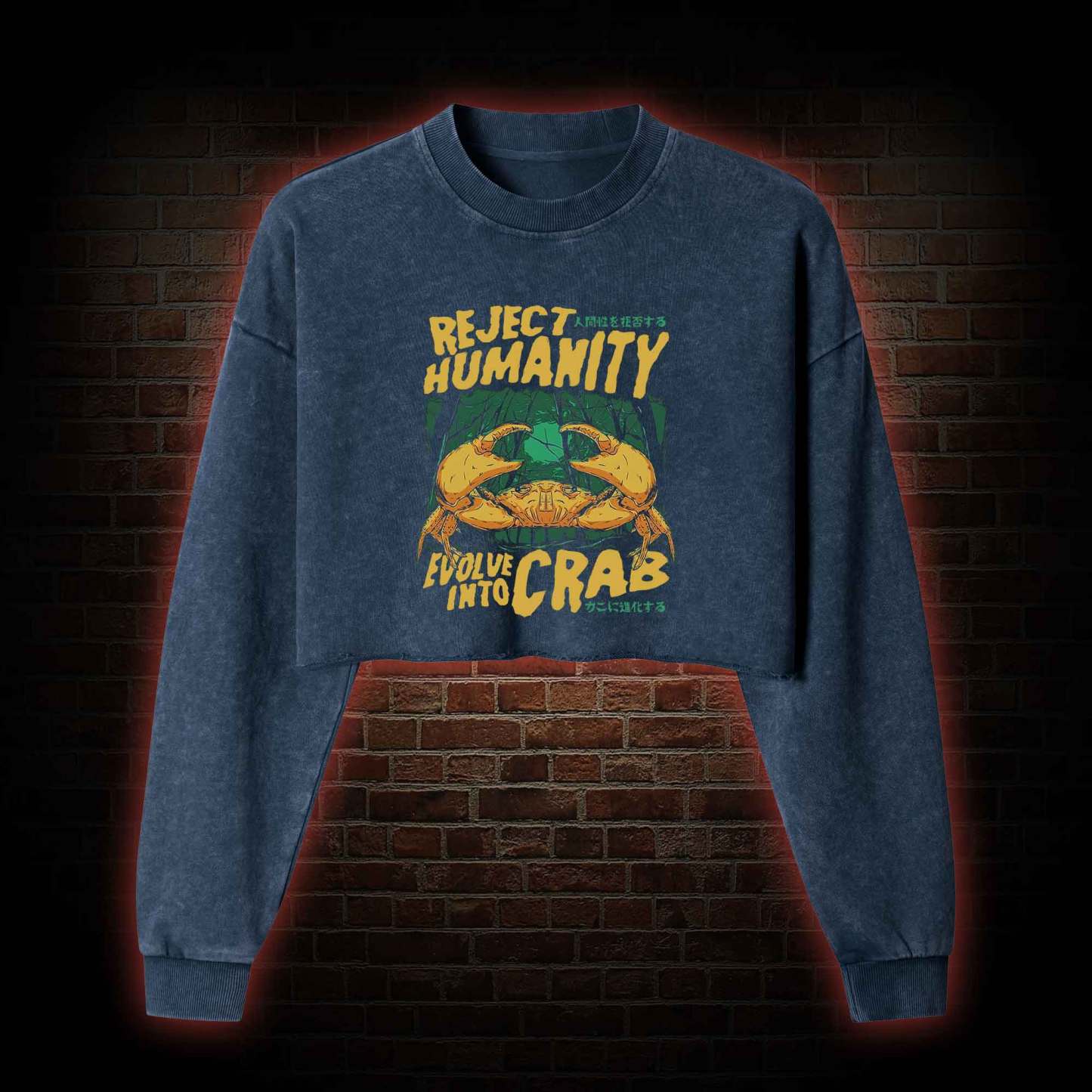Reject Humanity Crab Washed Cropped Sweatshirts