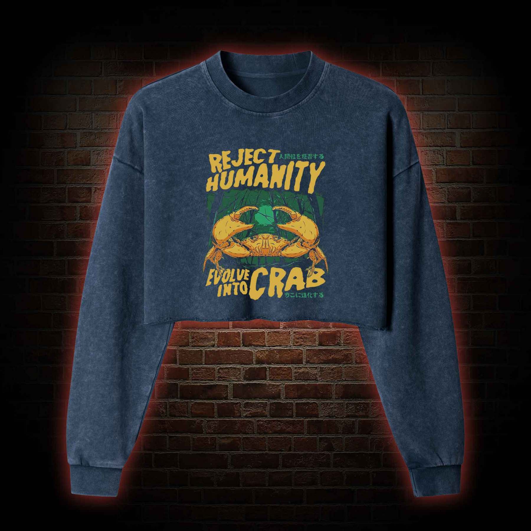 Reject Humanity Crab Washed Cropped Sweatshirts