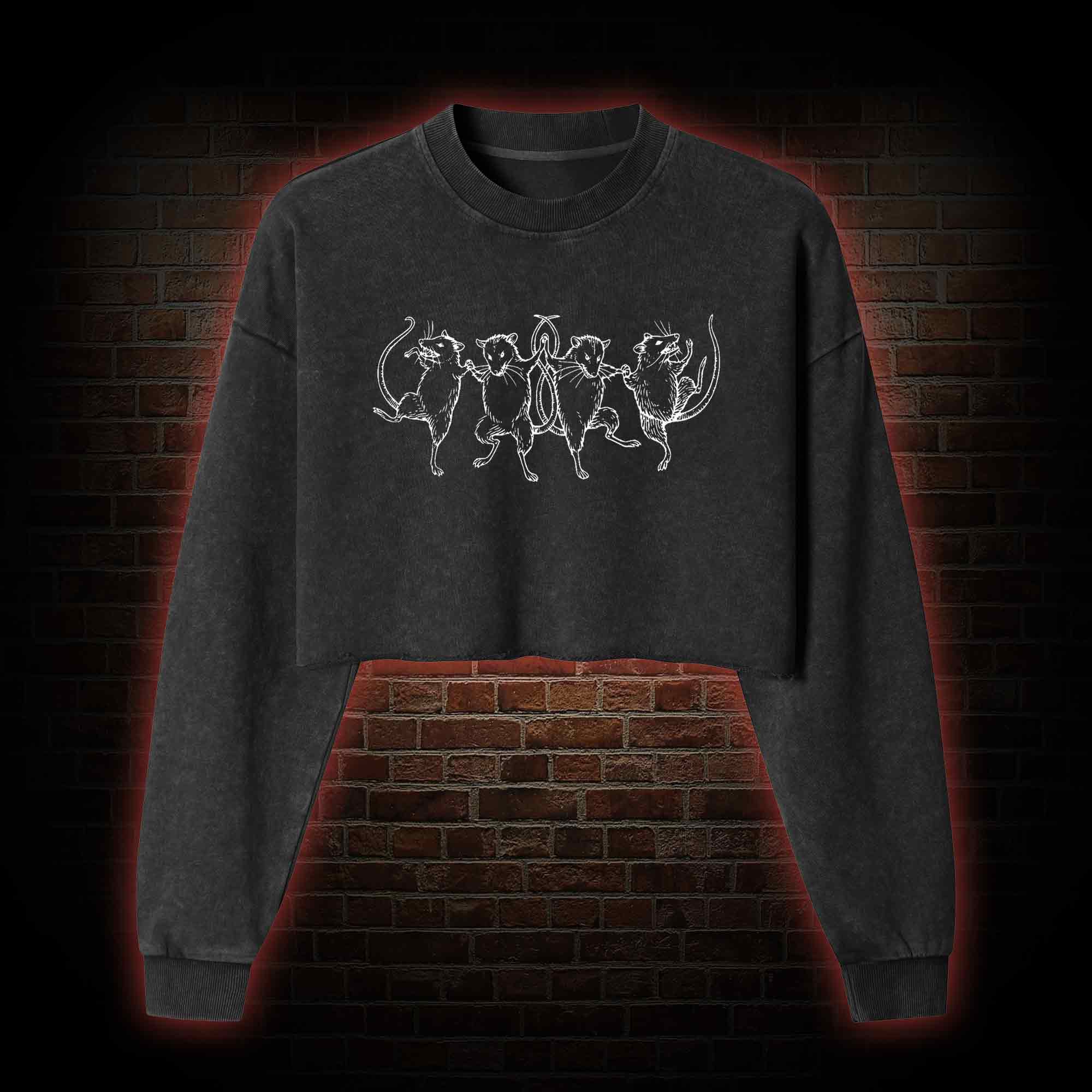 Dancing Rats Washed Cropped Sweatshirts