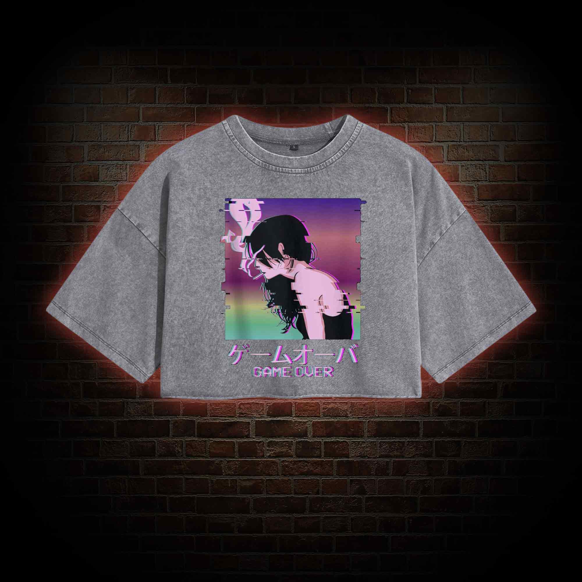 Sad Girl Washed Cropped T-shirts