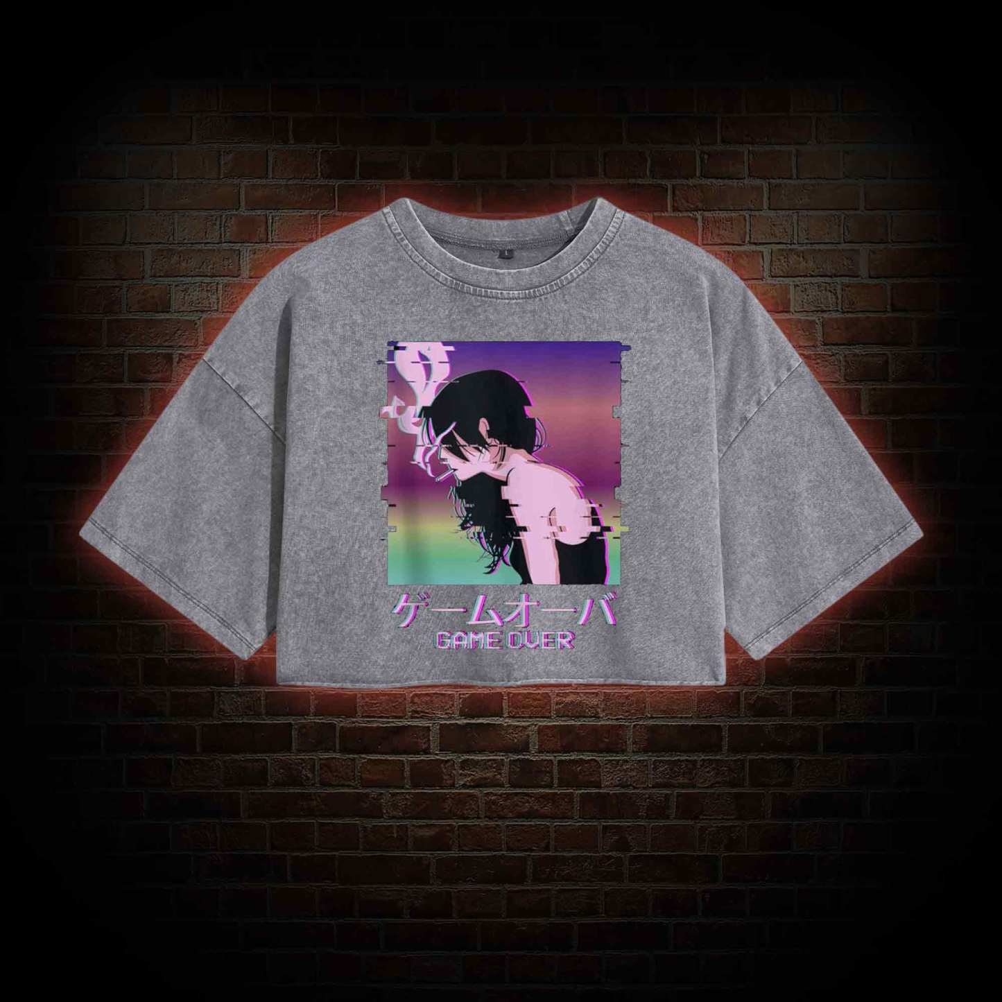 Sad Girl Washed Cropped T-shirts