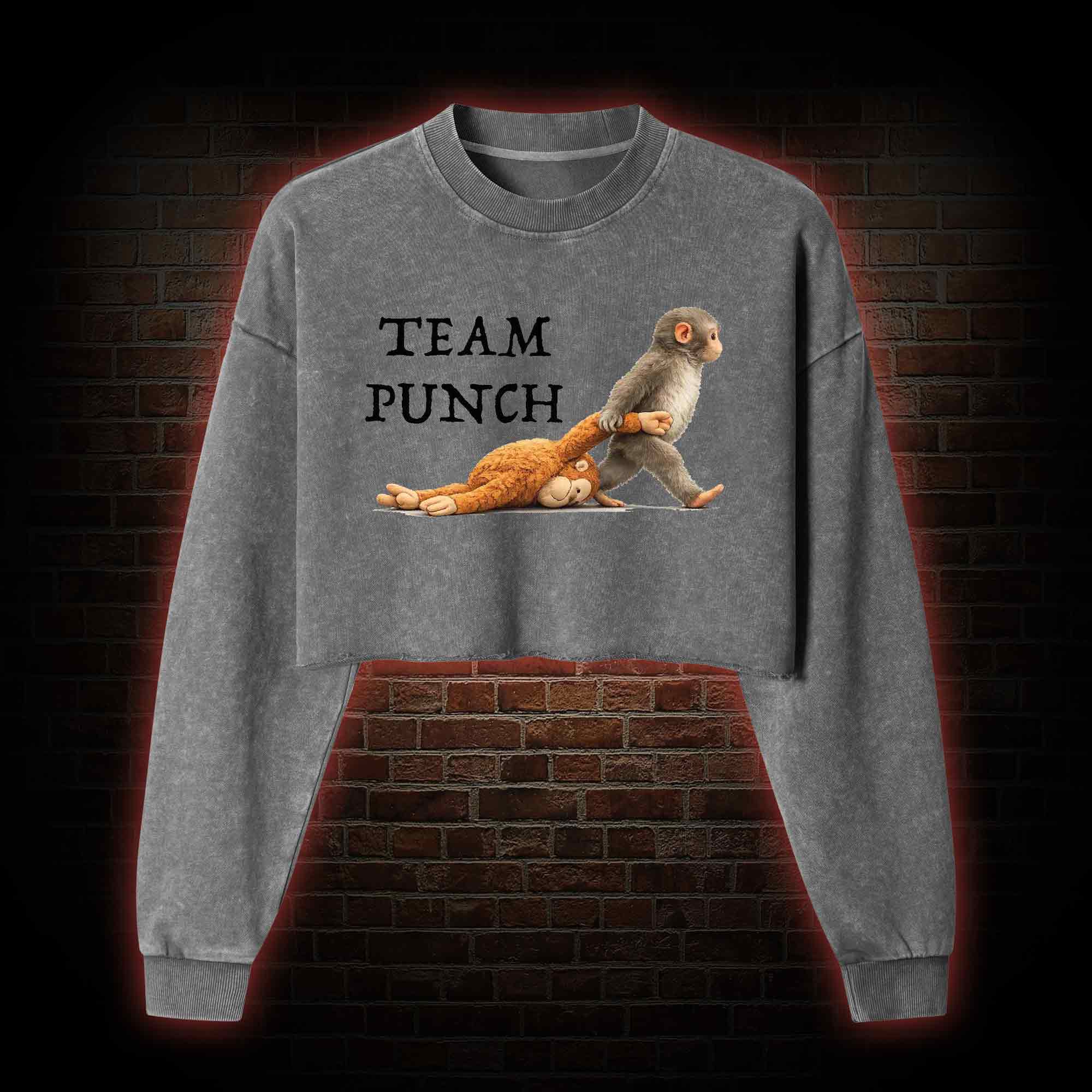Team Punch Washed Cropped Sweatshirts
