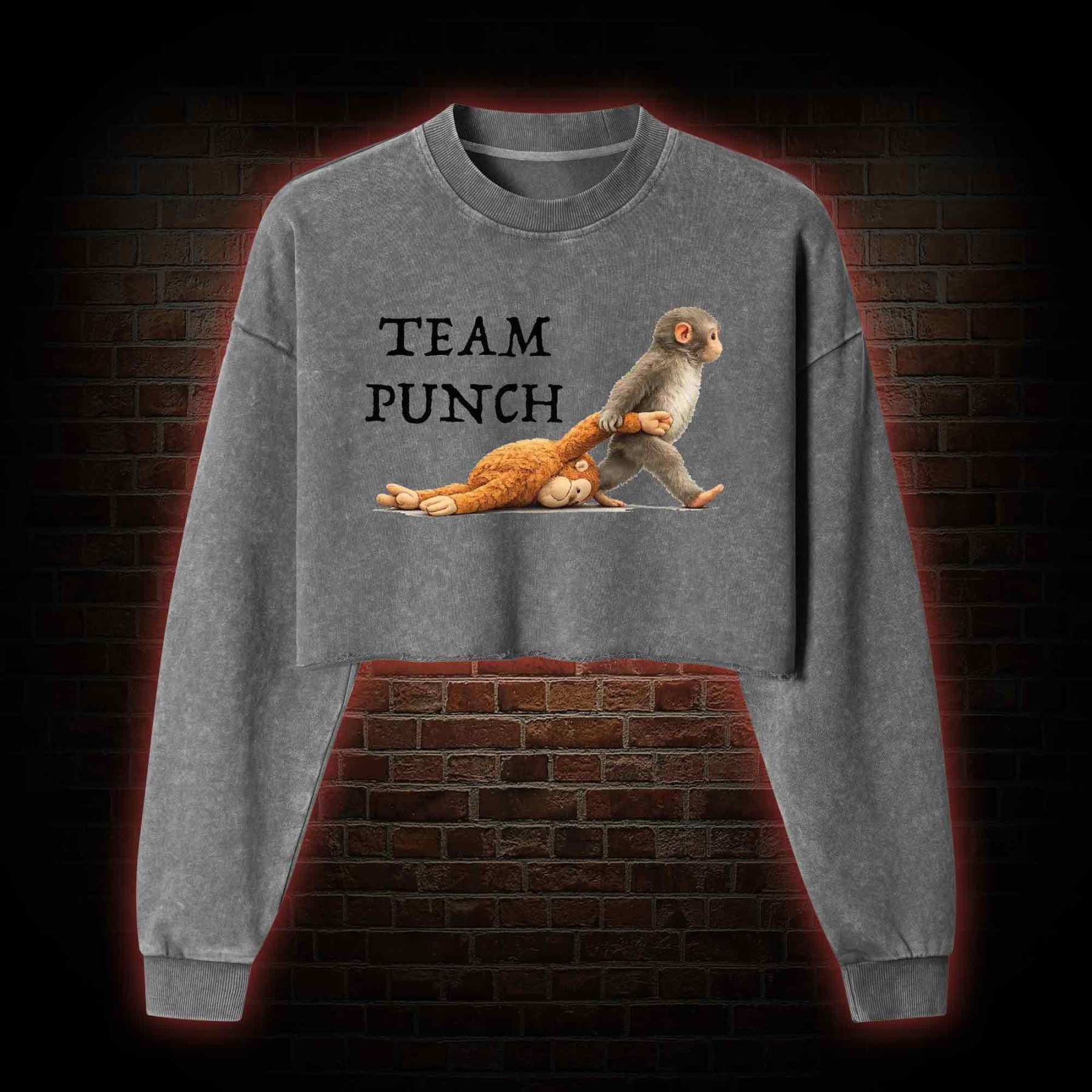 Team Punch Washed Cropped Sweatshirts