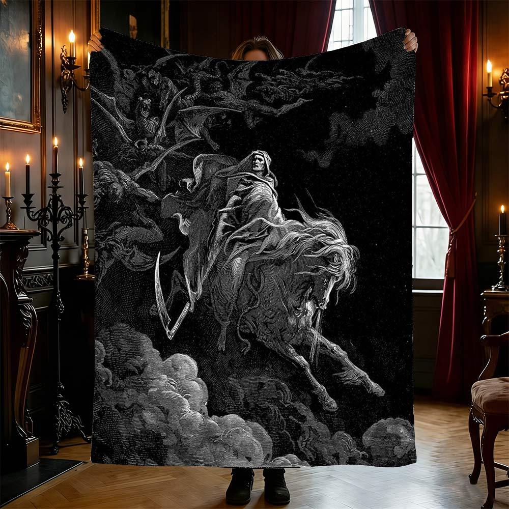 Death on the Pale Horse Flannel Blanket