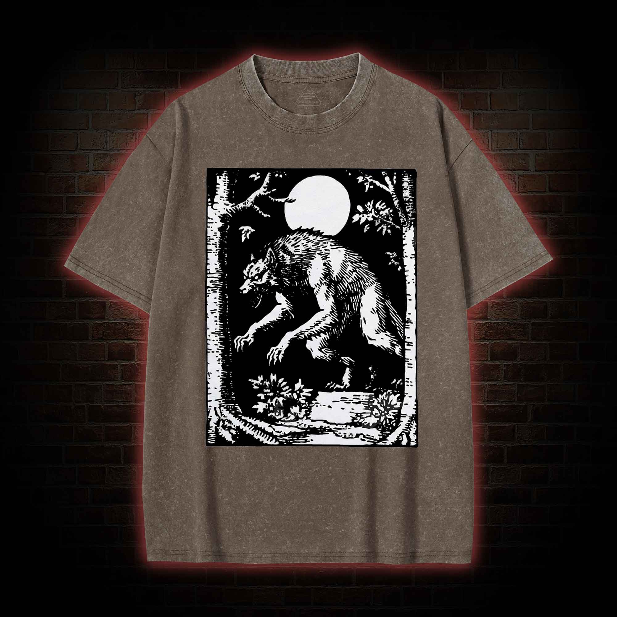 Werewolf Creepy Washed T-shirt