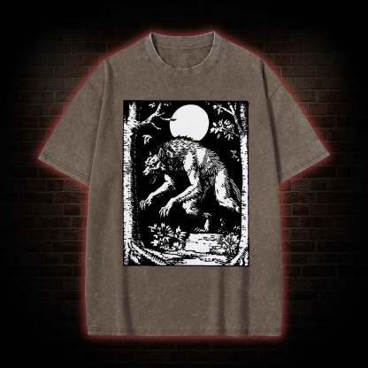 Werewolf Creepy Washed T-shirt