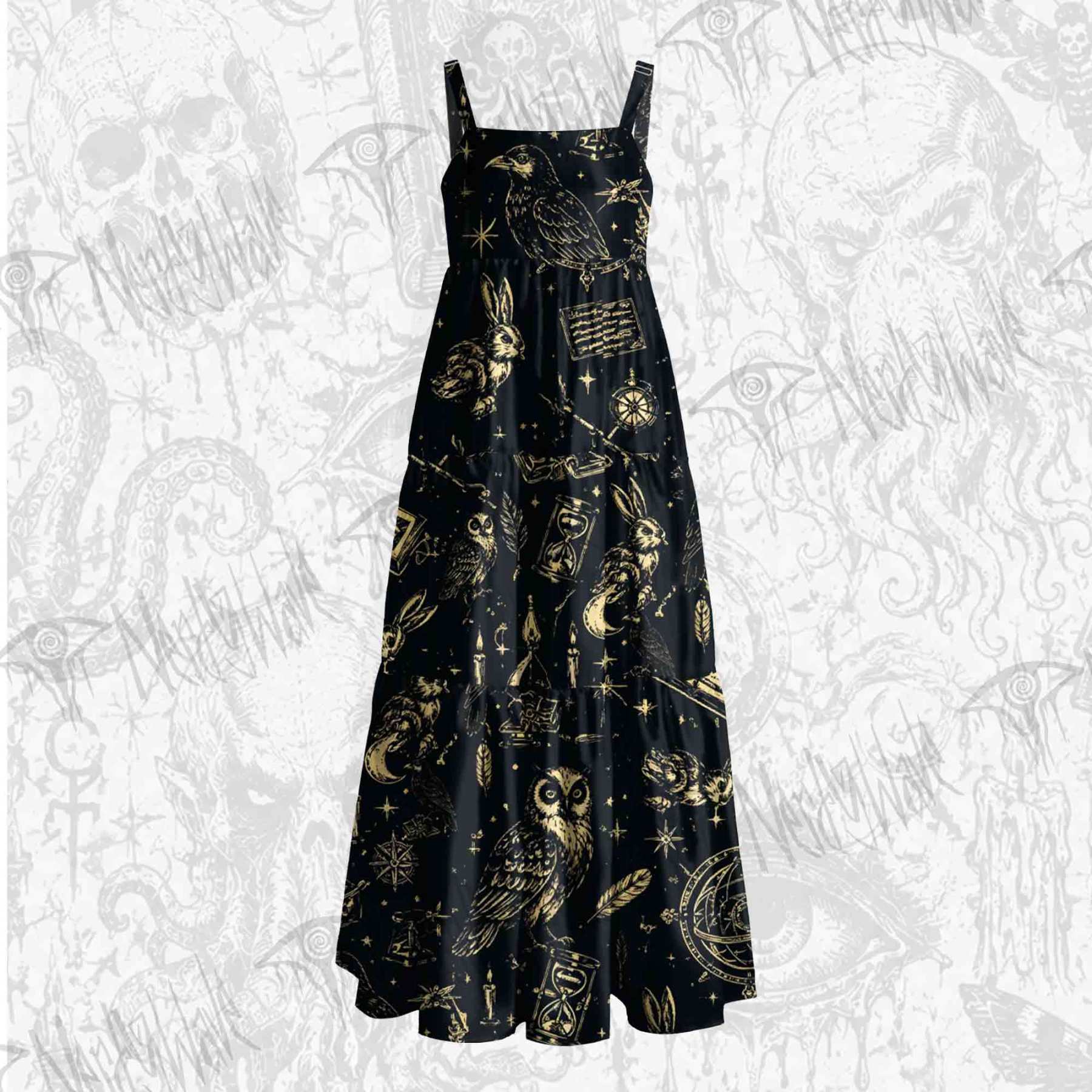 Celestial Familiars Wide Straps Maxi Dress