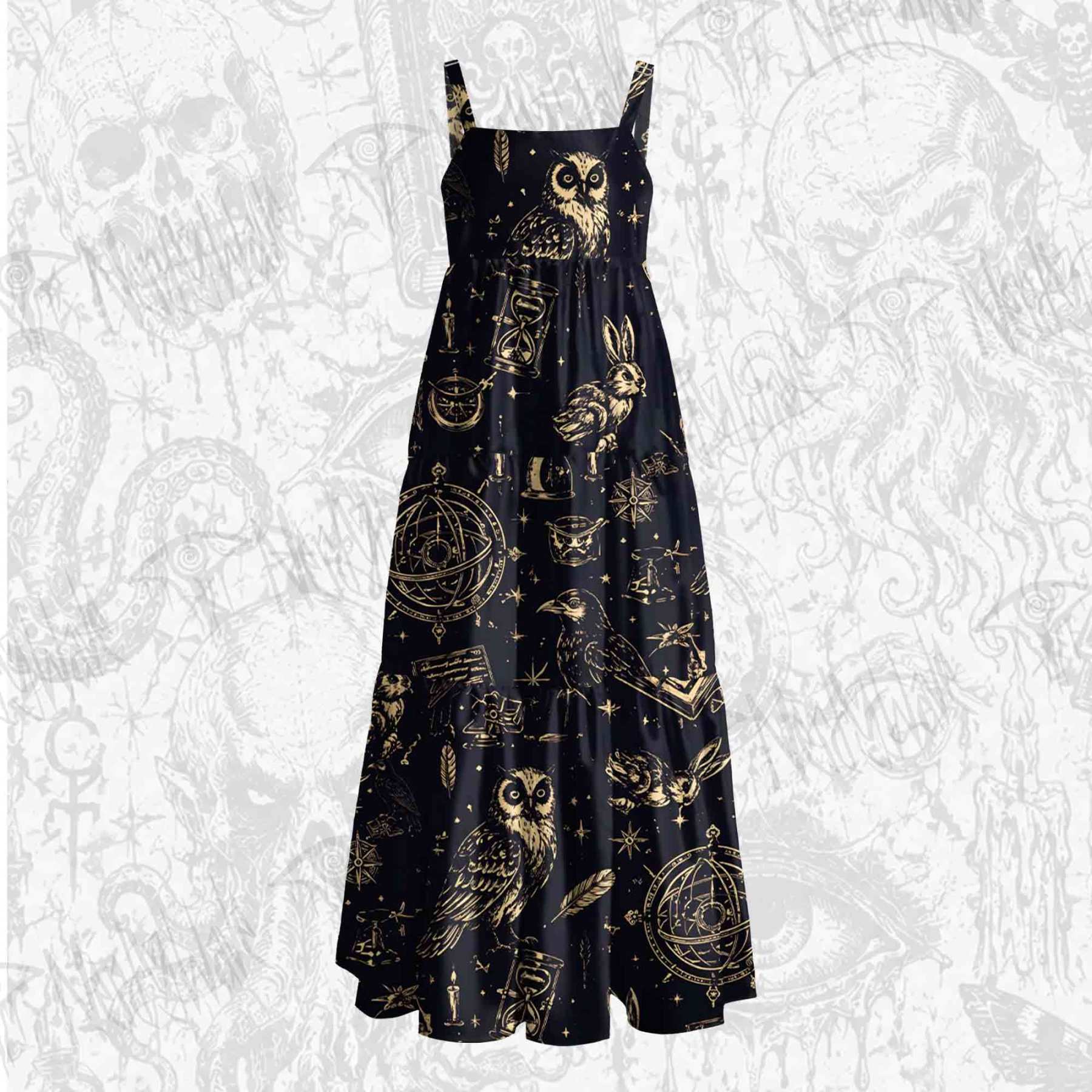 Celestial Familiars Wide Straps Maxi Dress