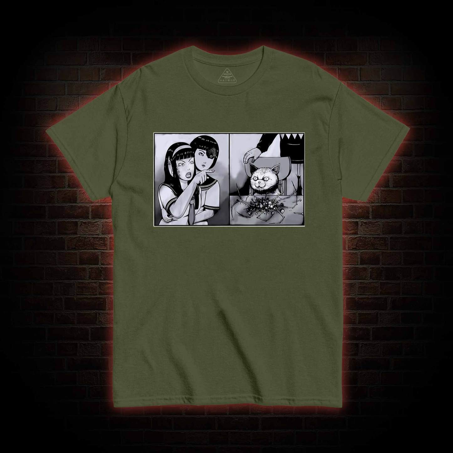 Girl Yelling at a Creepy Cat T-shirt 