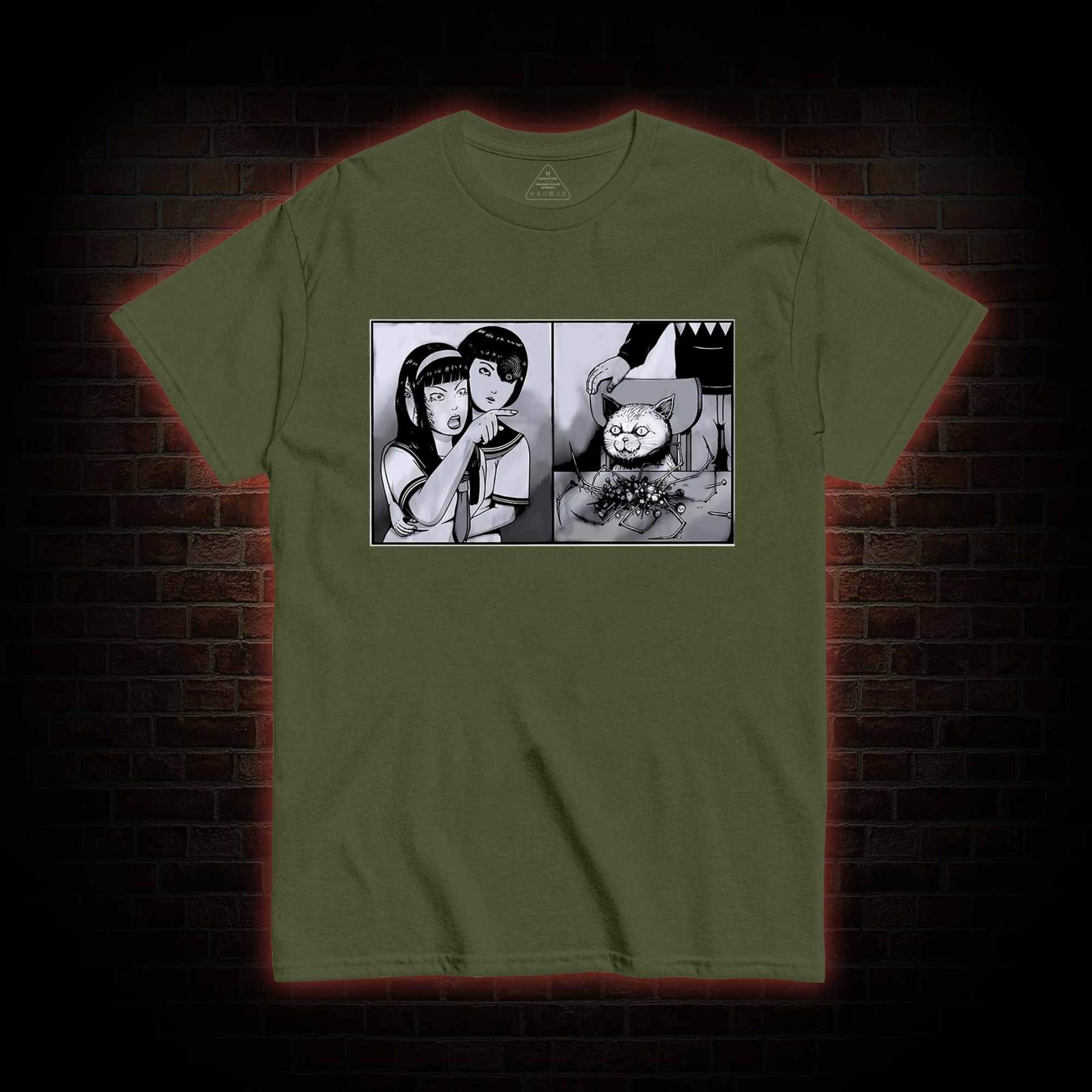 Girl Yelling at a Creepy Cat T-shirt 