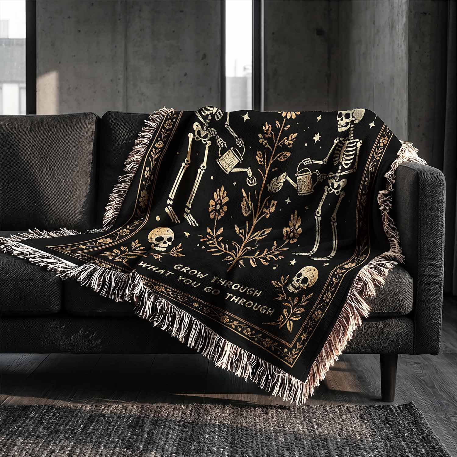 Grow Through What You Go Through Woven Throw Blanket
