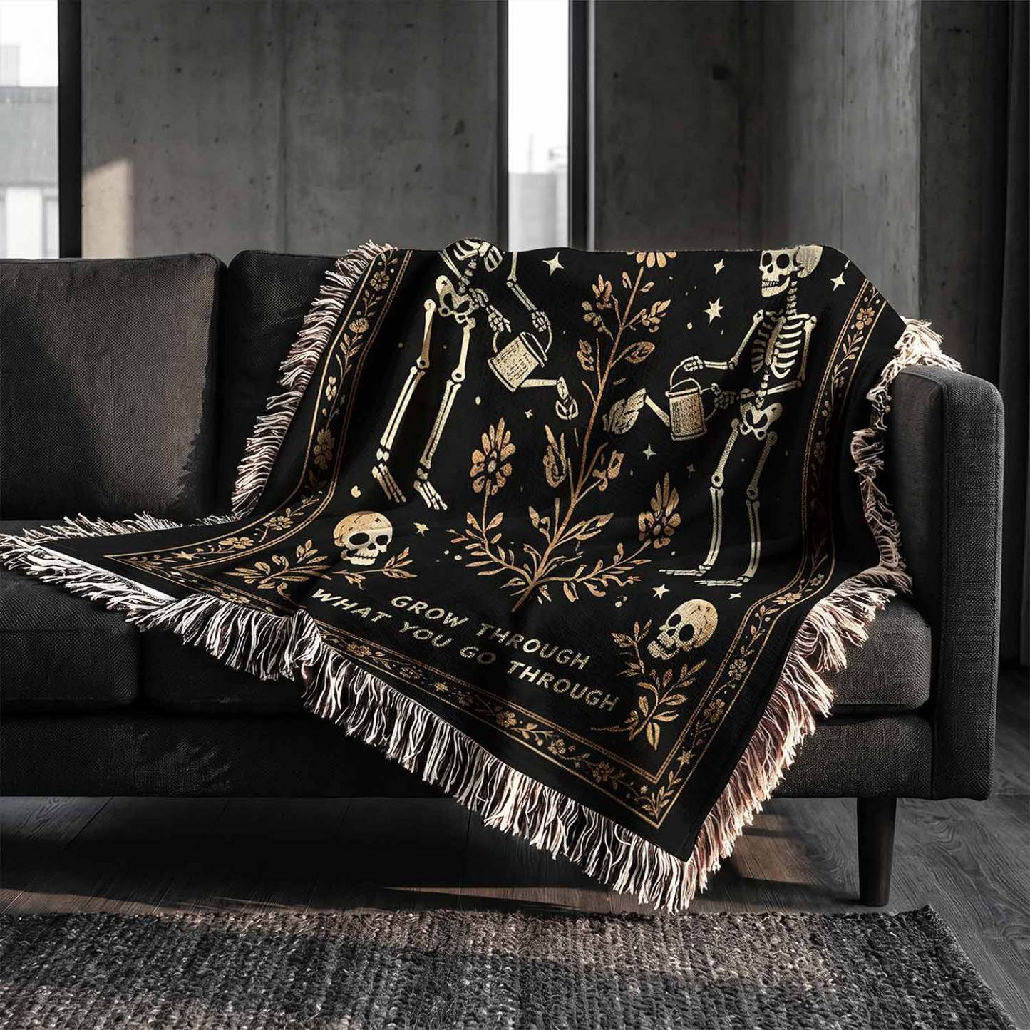 Grow Through What You Go Through Woven Throw Blanket