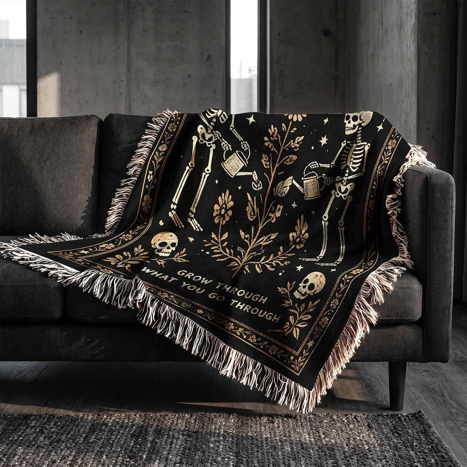 Grow Through What You Go Through Woven Throw Blanket