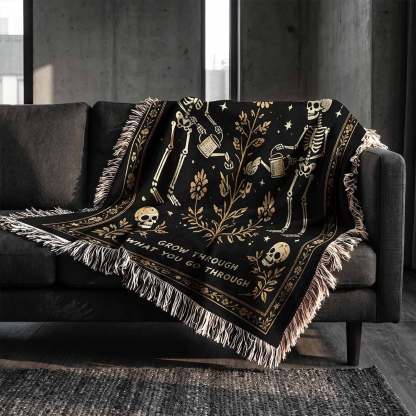 Grow Through What You Go Through Woven Throw Blanket