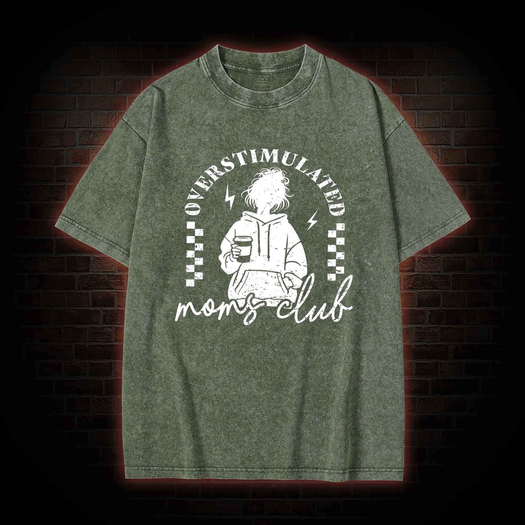 Coffee Loving Tired Mom Washed T-shirt