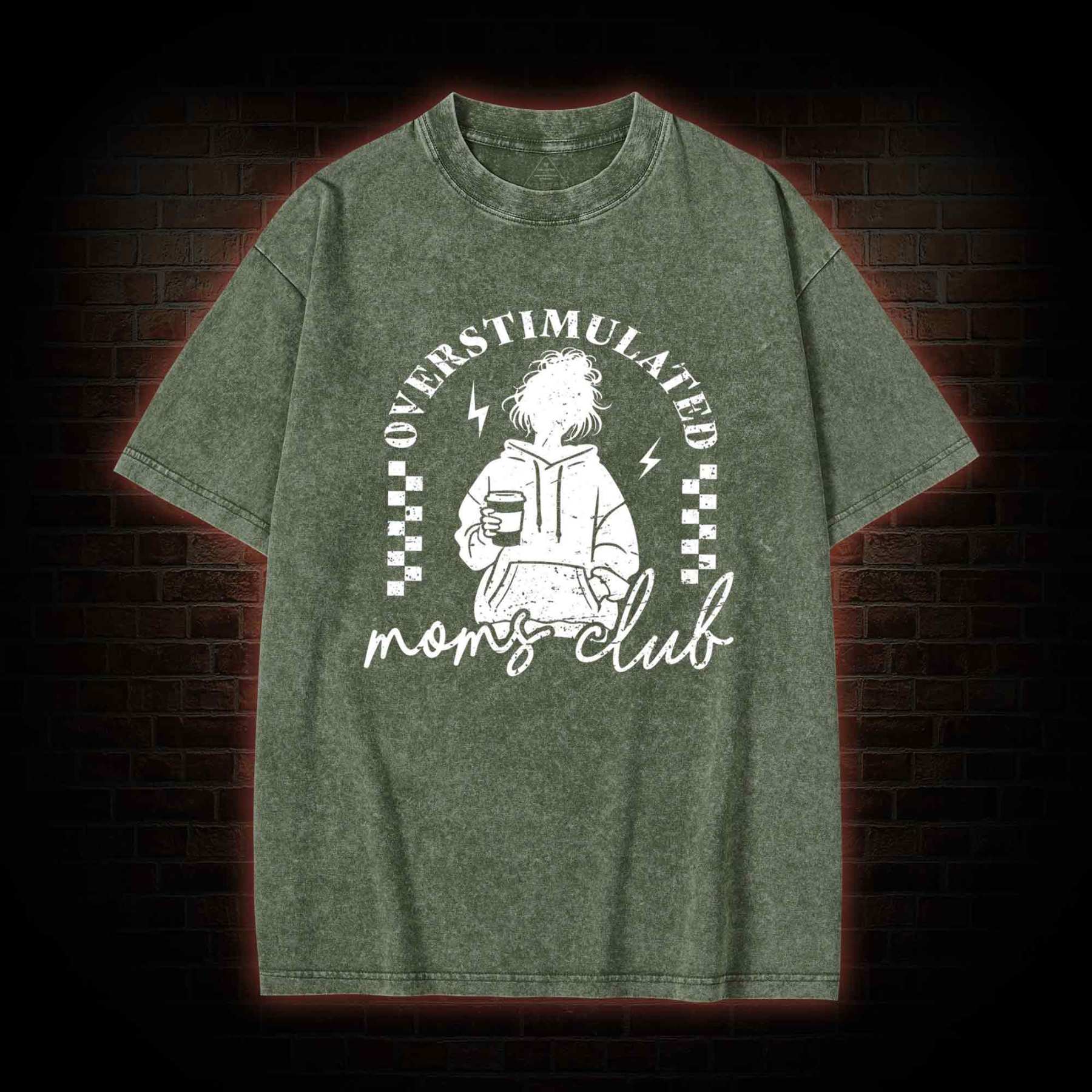 Coffee Loving Tired Mom Washed T-shirt