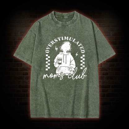 Coffee Loving Tired Mom Washed T-shirt