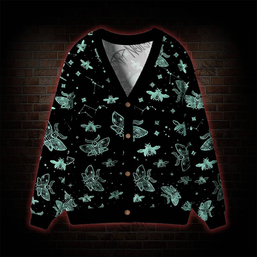 Midnight Flying Insects Cardigan Sweater