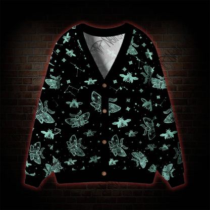 Midnight Flying Insects Cardigan Sweater