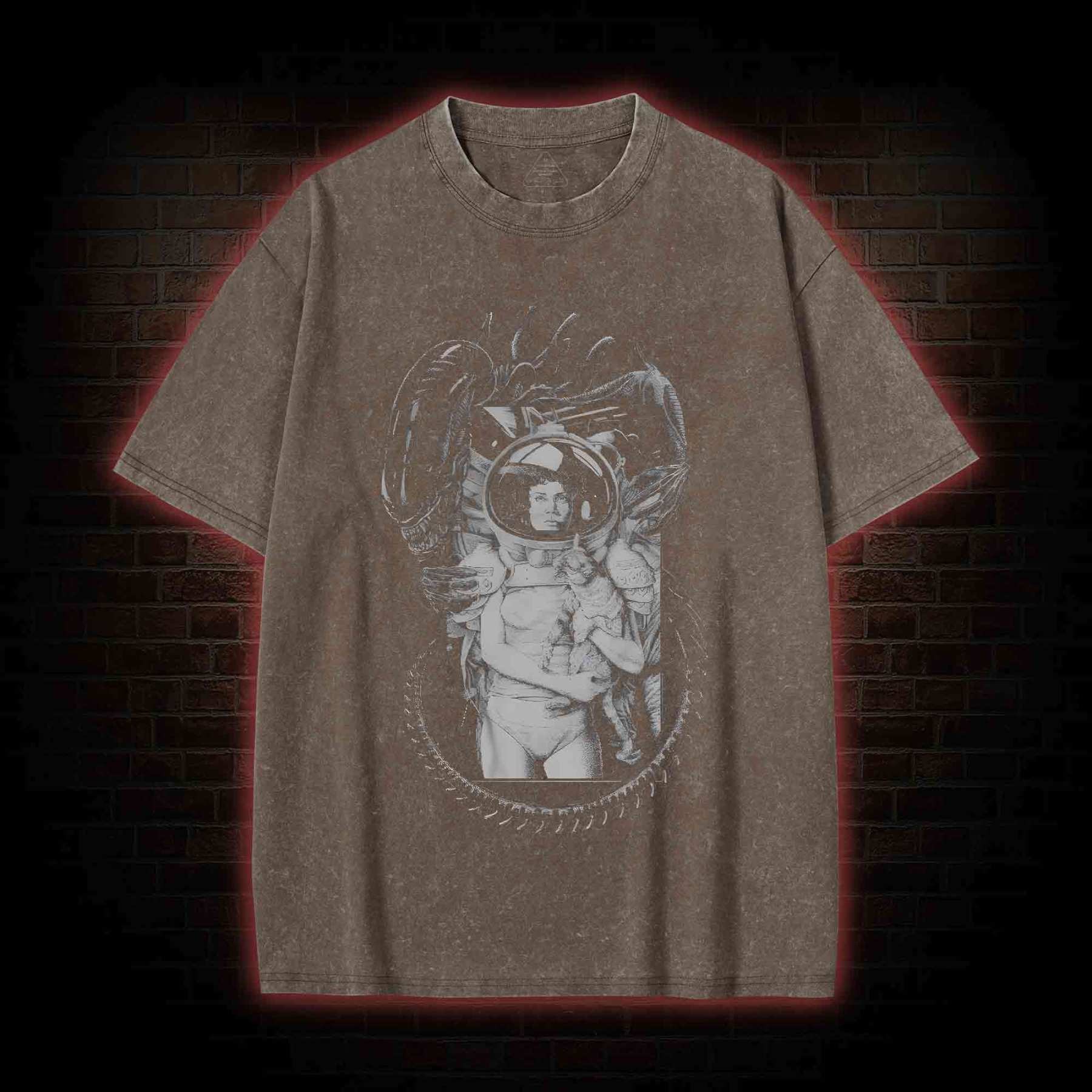 Alien Ripley Jonesy Sci-fi Horror Washed T-shirt