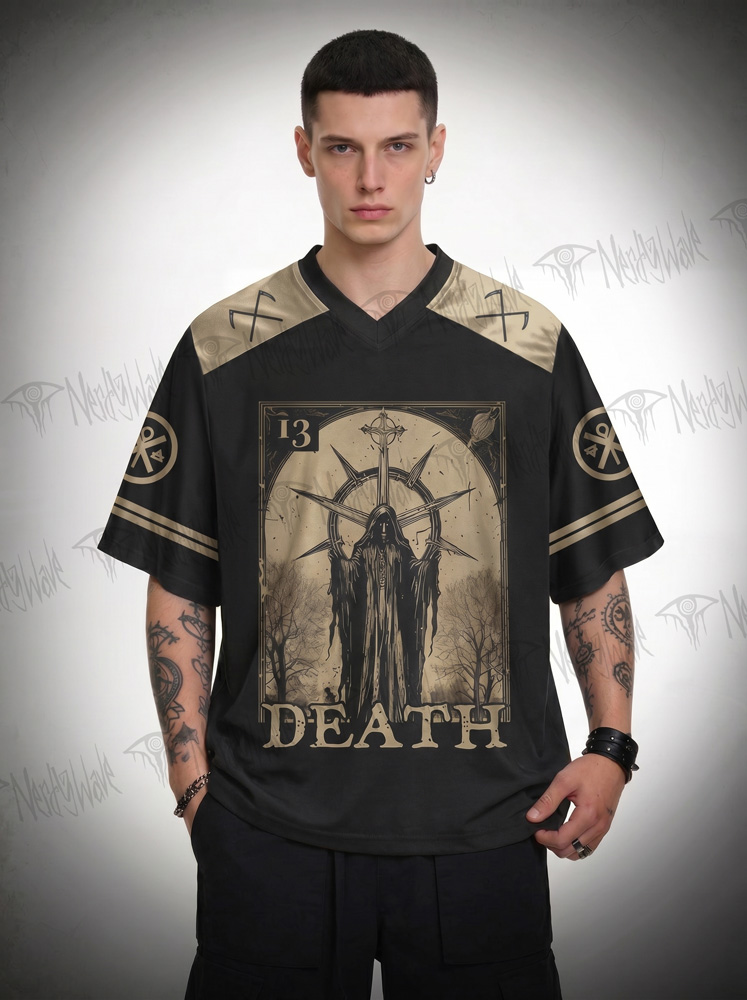 Vintage Death in Cloak Tarot Card Oversized Jersey