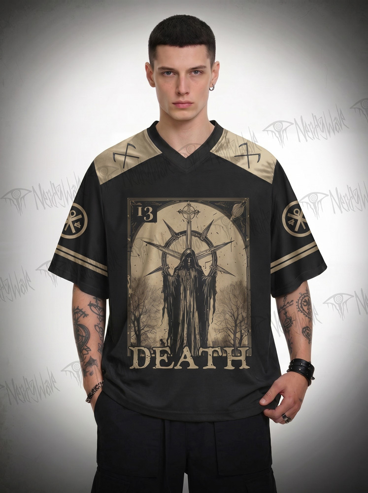 Vintage Death in Cloak Tarot Card Oversized Jersey
