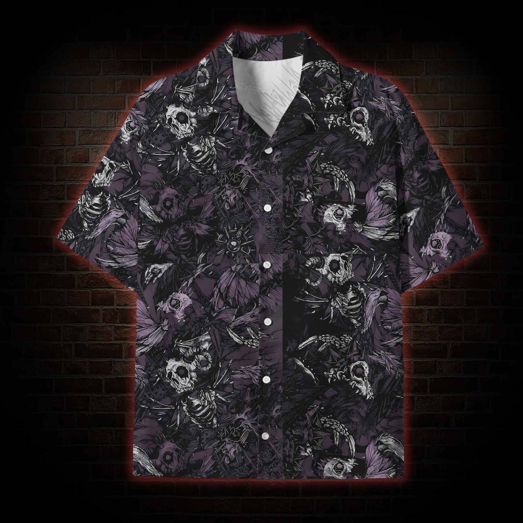 Skull and Dead Leaves Lightweight Hawaiian Shirt
