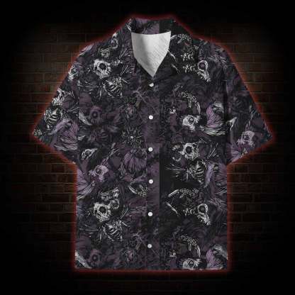 Skull and Dead Leaves Lightweight Hawaiian Shirt