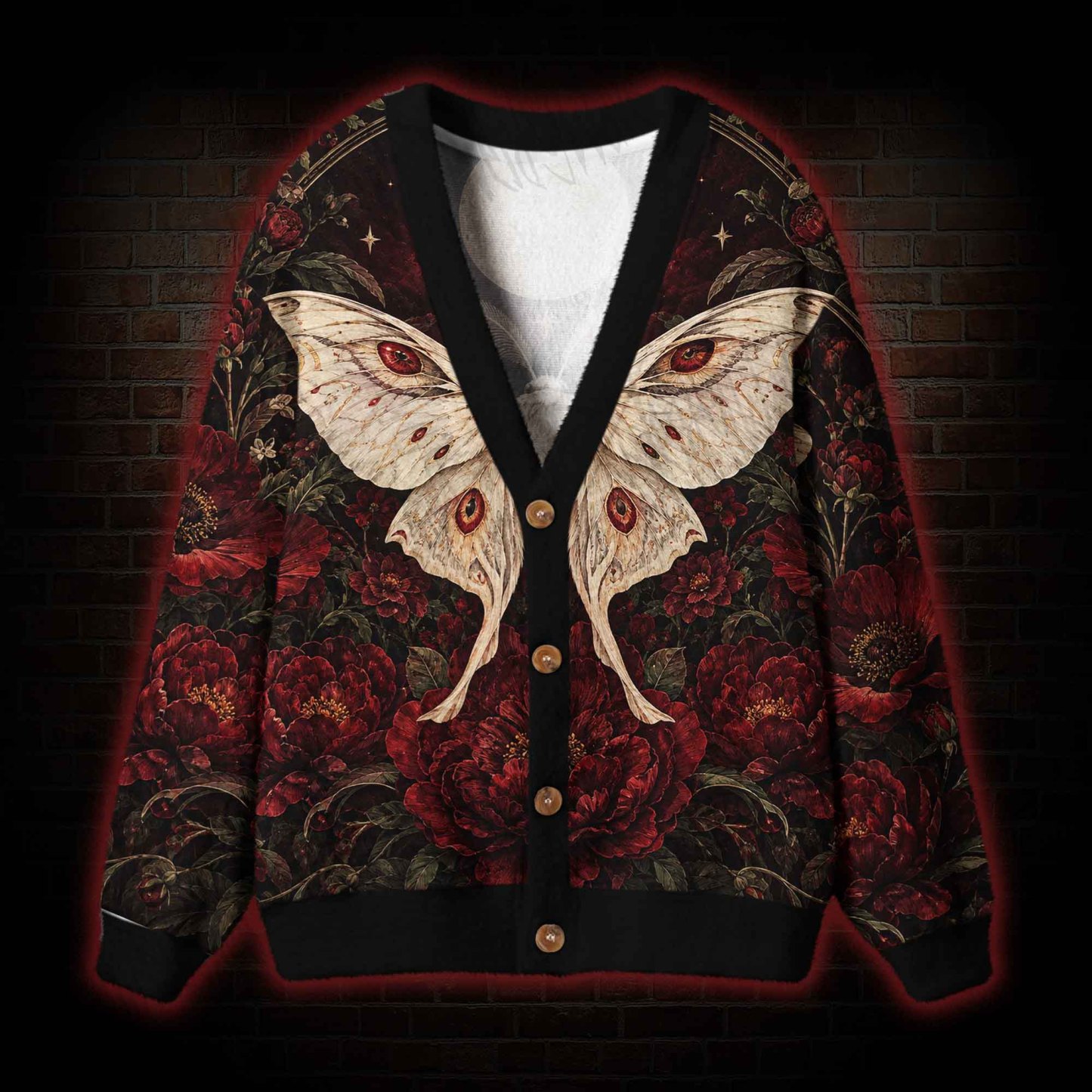 Moonlit Moth Garden Cardigan Sweater