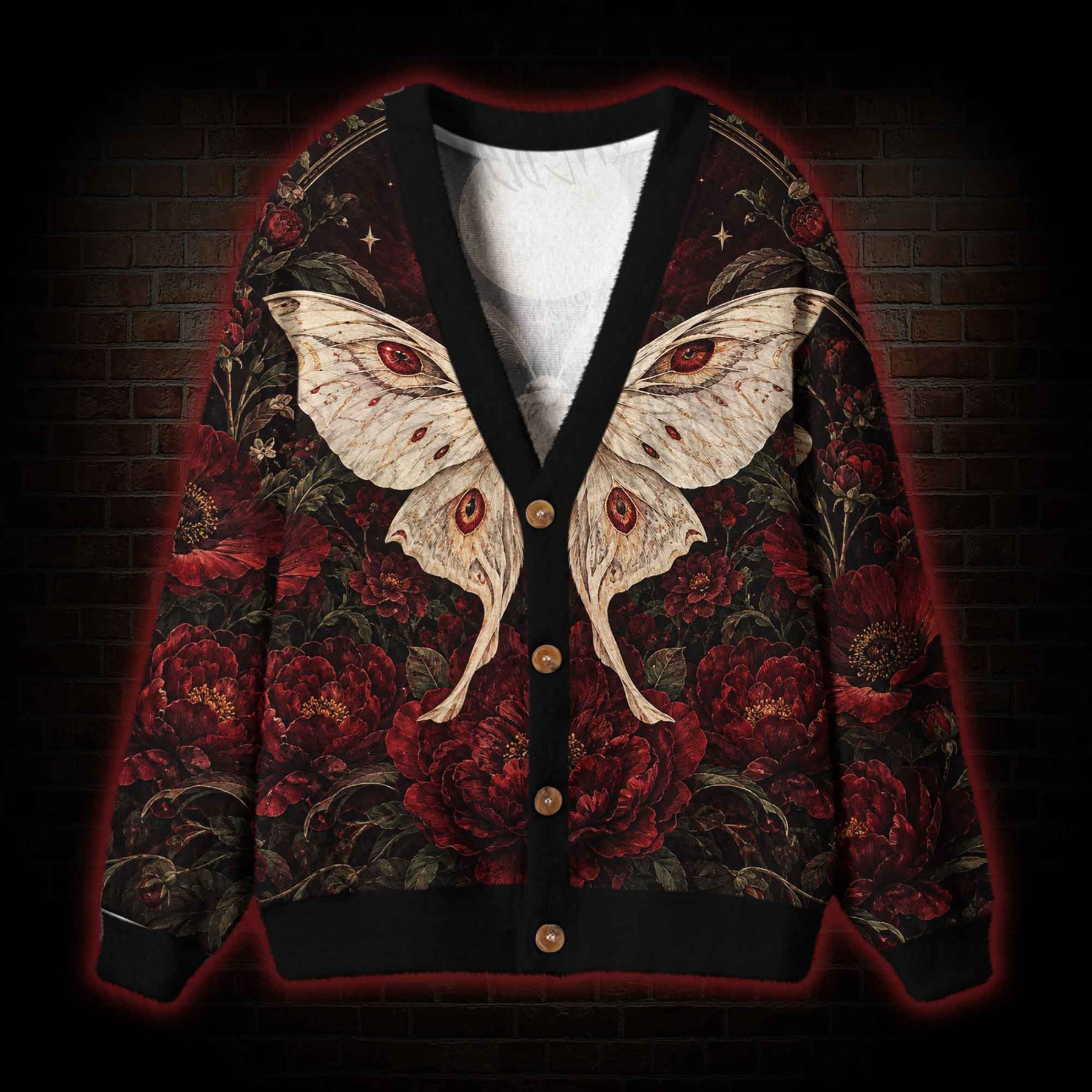 Moonlit Moth Garden Cardigan Sweater