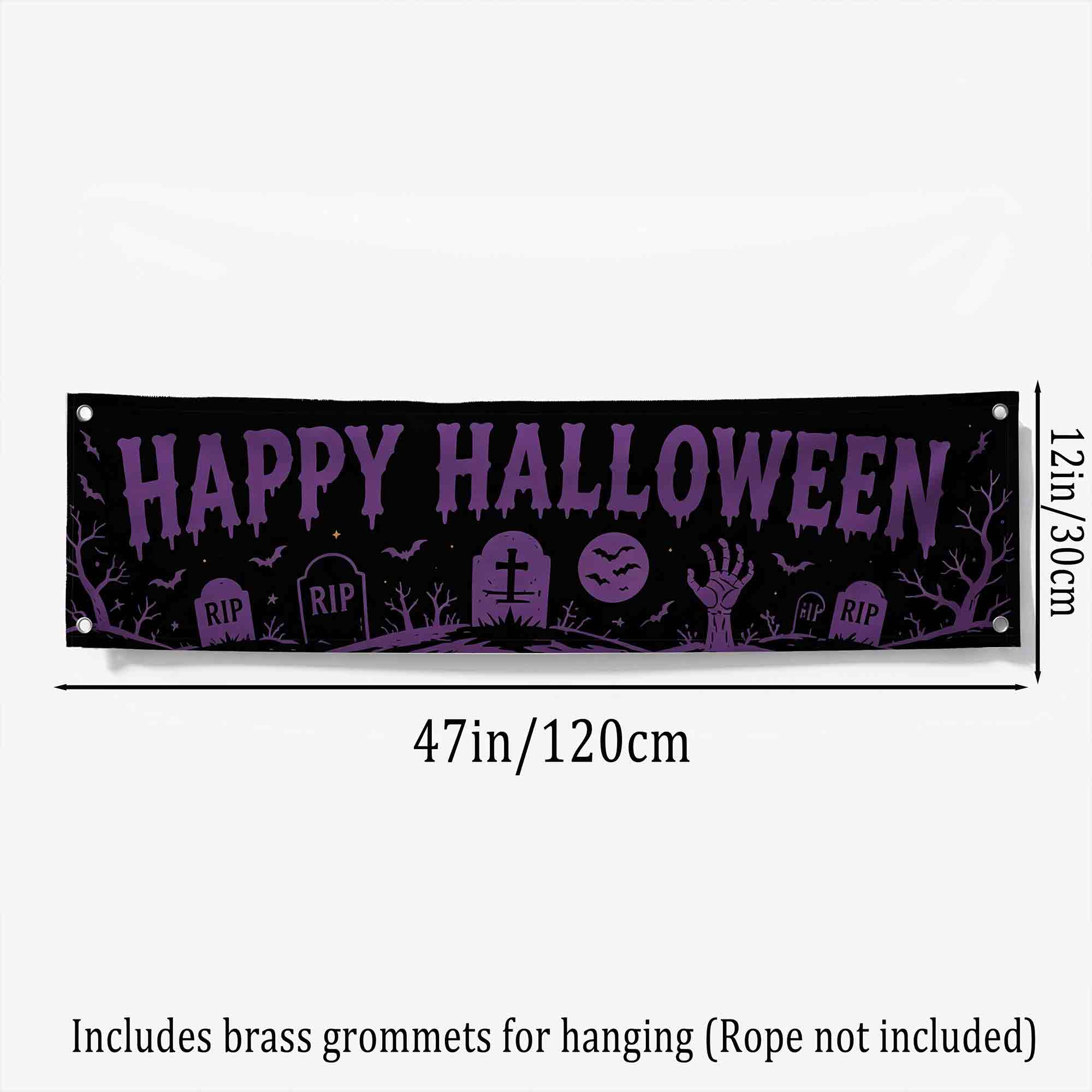 Graveyard Gathering Happy Halloween Banner