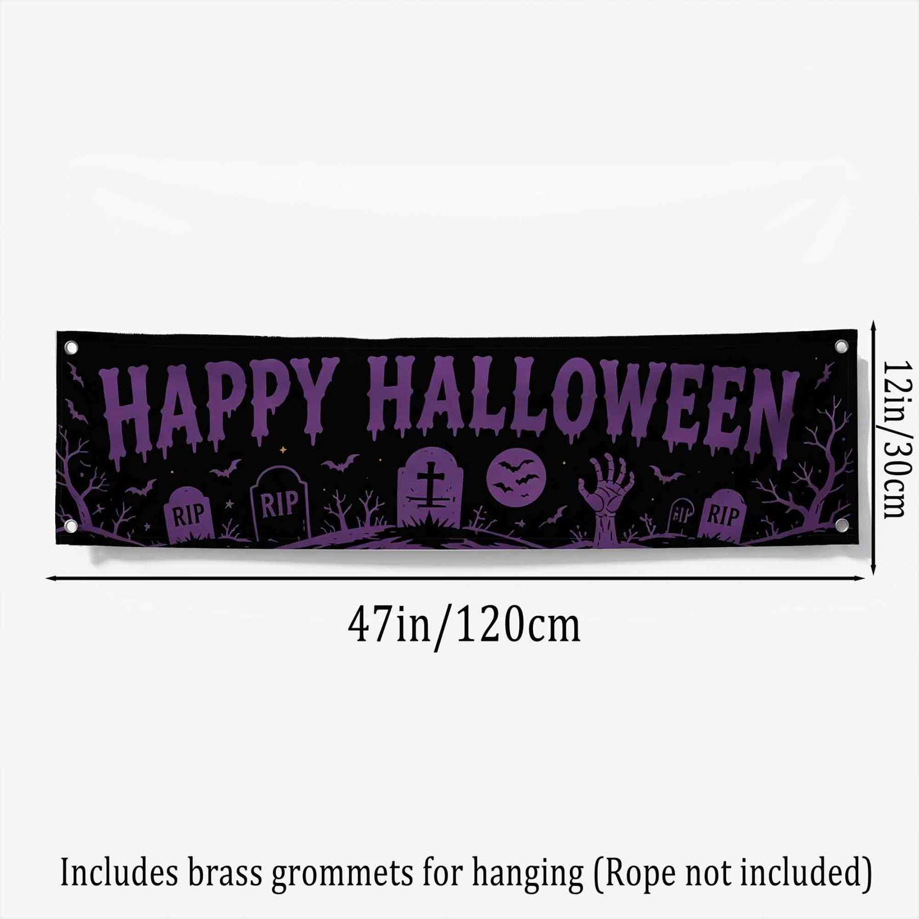 Graveyard Gathering Happy Halloween Banner