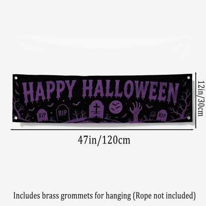 Graveyard Gathering Happy Halloween Banner