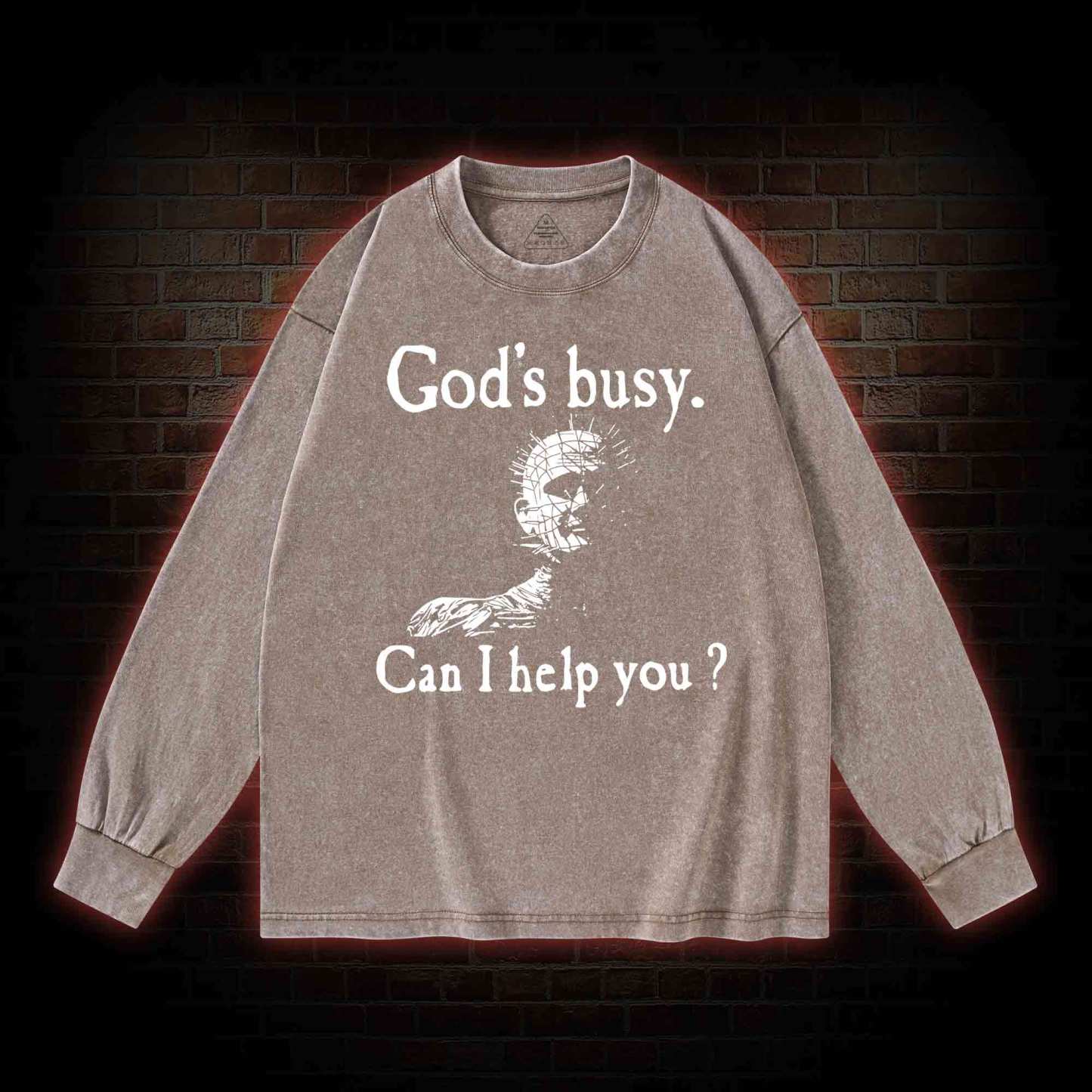 God’s Busy Can I Help You Washed Long-Sleeve T-shirt