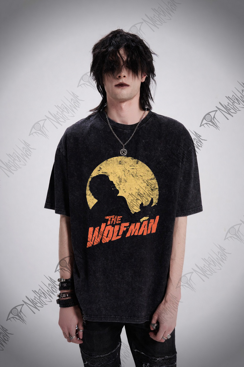 Moonlit Silhouette Wolf Man Wasdhed T-Shirt
