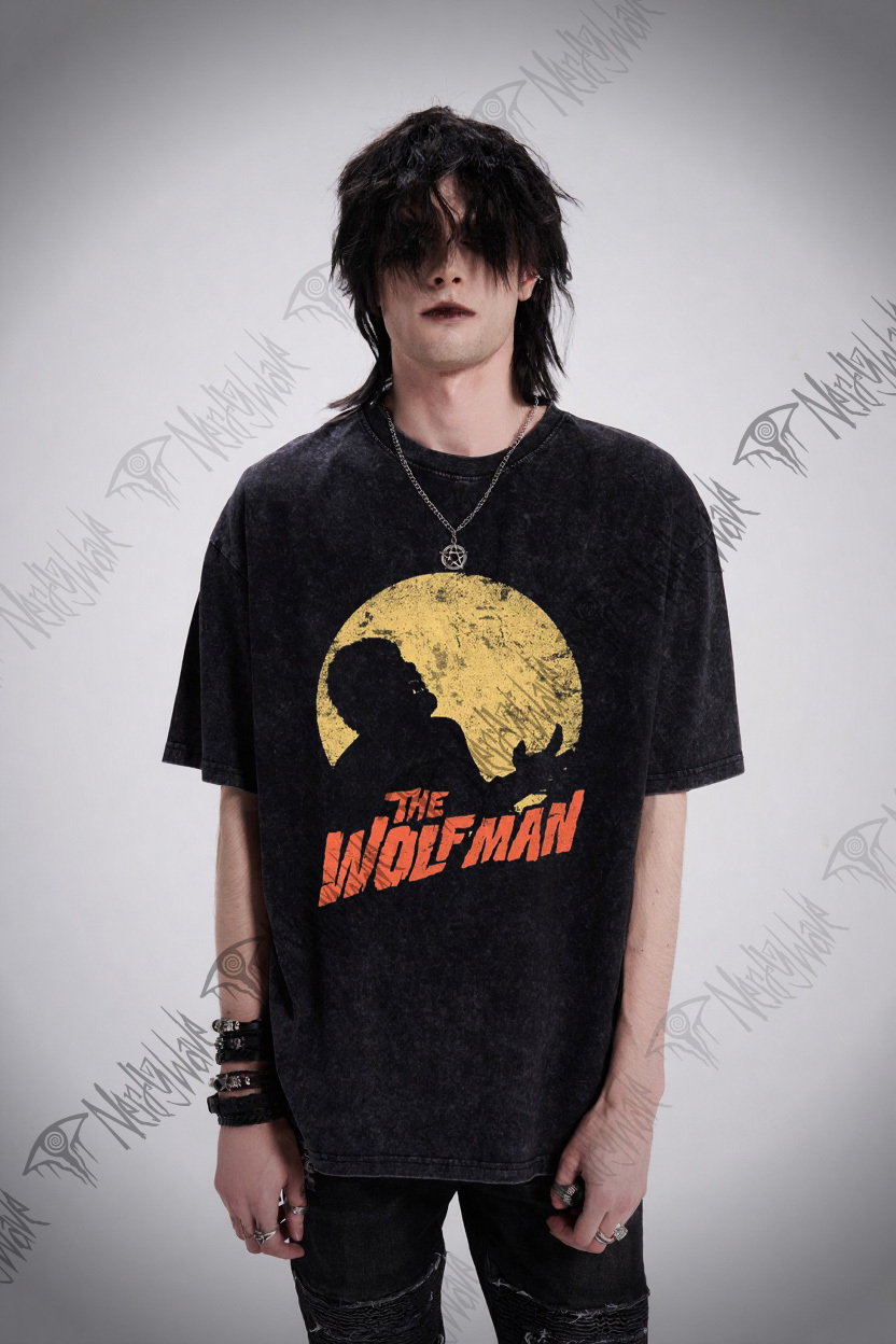 Moonlit Silhouette Wolf Man Wasdhed T-Shirt